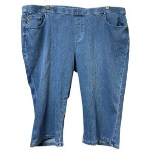 BELLE Kim Gravel Capris Plus Size 24W Blue Stretch Denim Bermudas Jegging